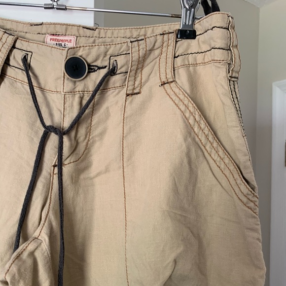 Free People Lightweight Khaki Flare Pants 6 8 - Picture 5 of 10
